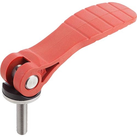 Kipp Cam Lever with plastic handle ext. thread, steel or stainless, inch K0646.153184A1X50